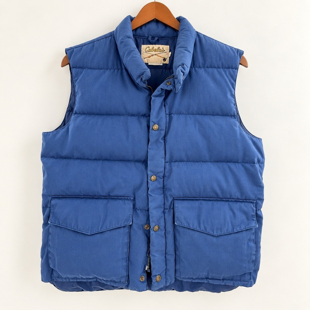 Cabelas Gorpcore Puffer Vest Mens Large Blue Vintage Down Utility Workwear
